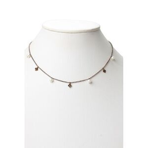 Designer Womens 925 Silver Pearl Flower Station Necklace 16" 4g